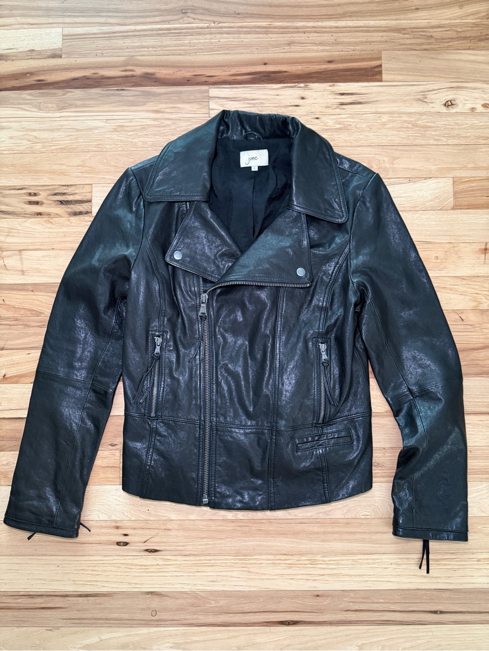 Vintage Y2K June 100% Leather Biker Moto Jacket